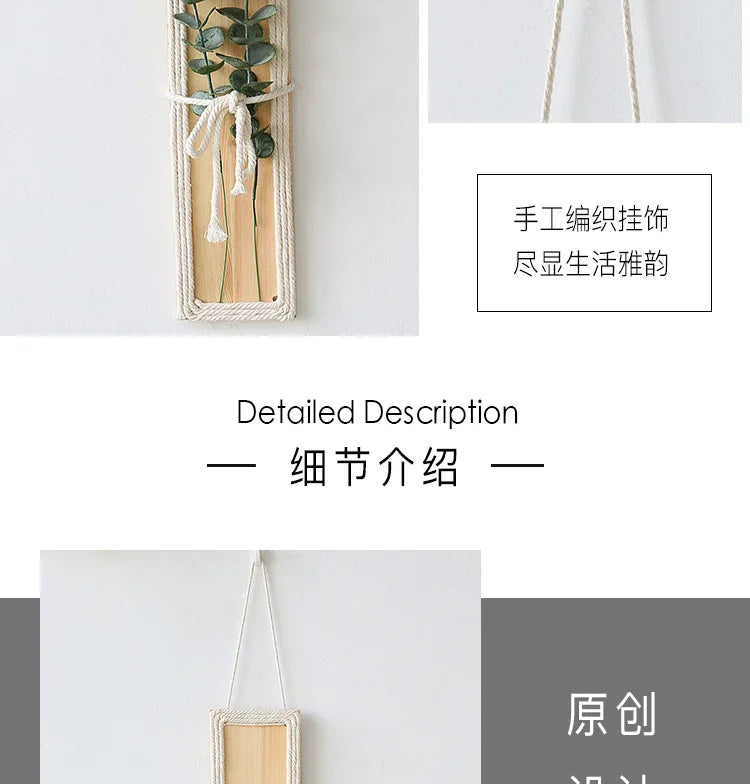 Bohemian with Hand Ceremony Woven Rope Wood Wall Decoration Simple Home Living Room Homestayings Kawaii Room Decor