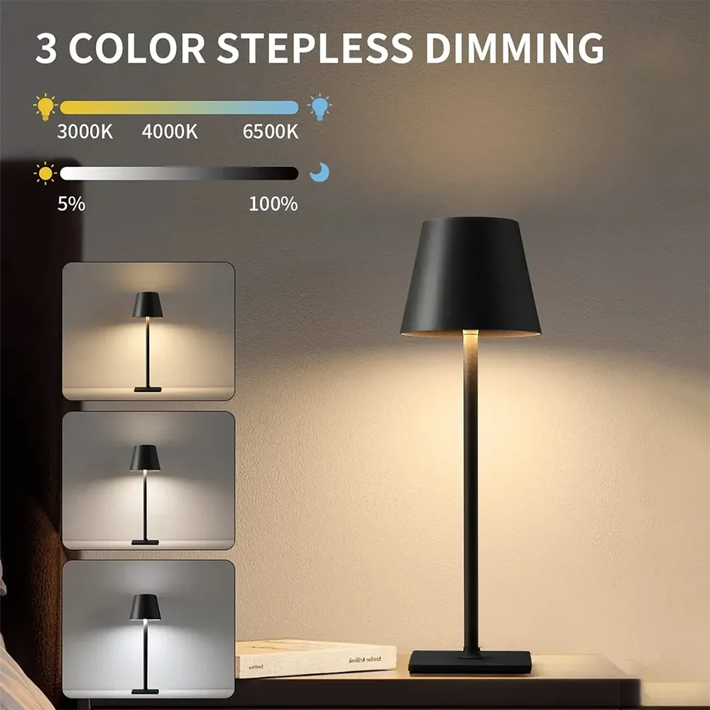 Modern LED Table Lamp Touch Tricolour For Living Room Bedroom Study Room Restaurant Hotel Desktop Decorative Lighting Fixtures