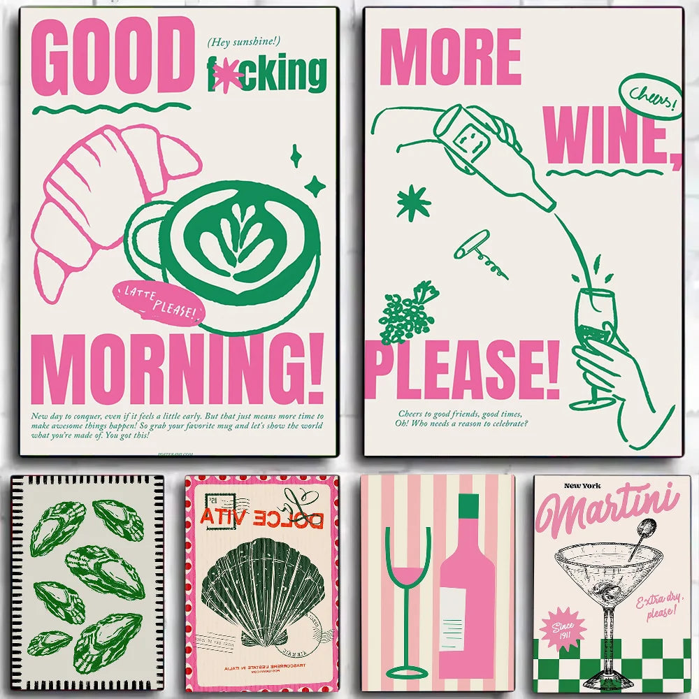 Kitchen Cocktail Minimalism Abstract Poster Stickers Art Wall Murals Decor Game Room Decor Gifts Kawaii HD Painting Cat Cars