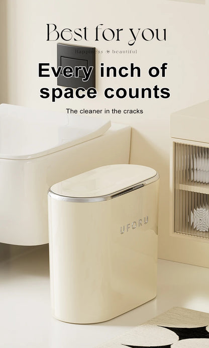 UFORU Garbage can household advanced sense sealed with lid large oval pressing pop lid toilet sewn garbage can