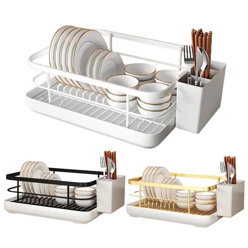 Kitchen Drying Rack Kitchen Dish Storage Rack Countertop Drain Rack  With Utensil Holder Drying Dish Rack Kitchen Supplies