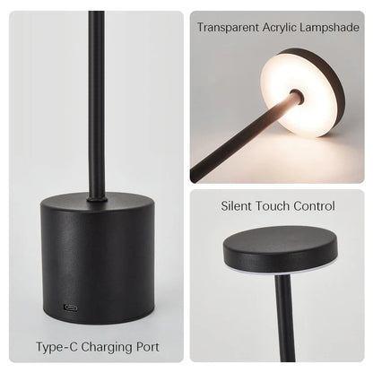 LED Ambient Table Lamp, USB Rechargeable Desk Lamp, Touch Controlled Dimmable Indoor Night Light for Home Decor Bedside Room