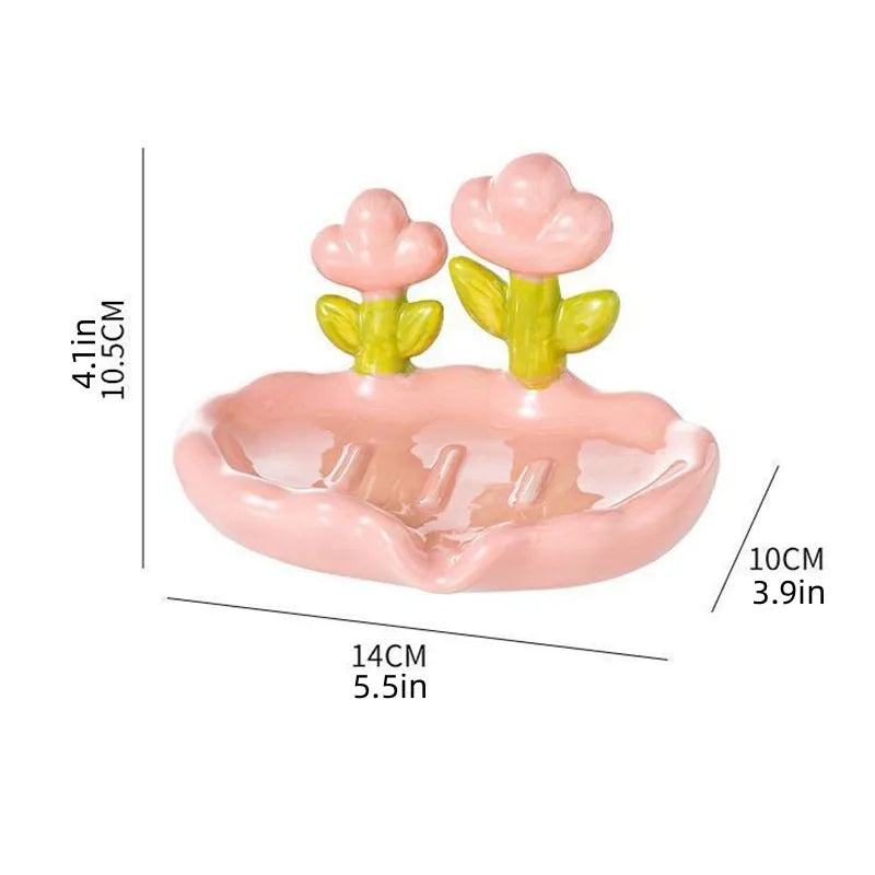 Decorative Soap Tray with Elegant Floral Pattern - Water Draining and Wall-Mounted Soap Container for Bathroom and Kitchen