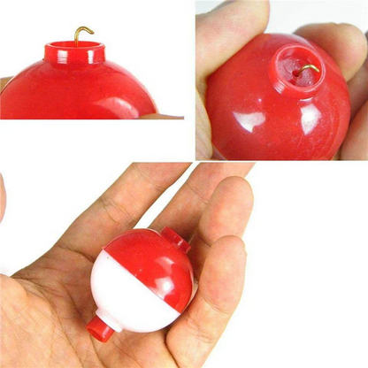 HOES-150Pcs Fishing Bobbers 1 Inch,Push Button Snap-On Fishing Floats Bobber Red And White,Fishing Float And Bobbers