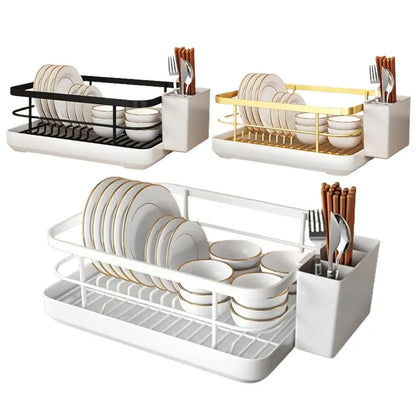 Kitchen Drying Rack Kitchen Dish Storage Rack Countertop Drain Rack  With Utensil Holder Drying Dish Rack Kitchen Supplies