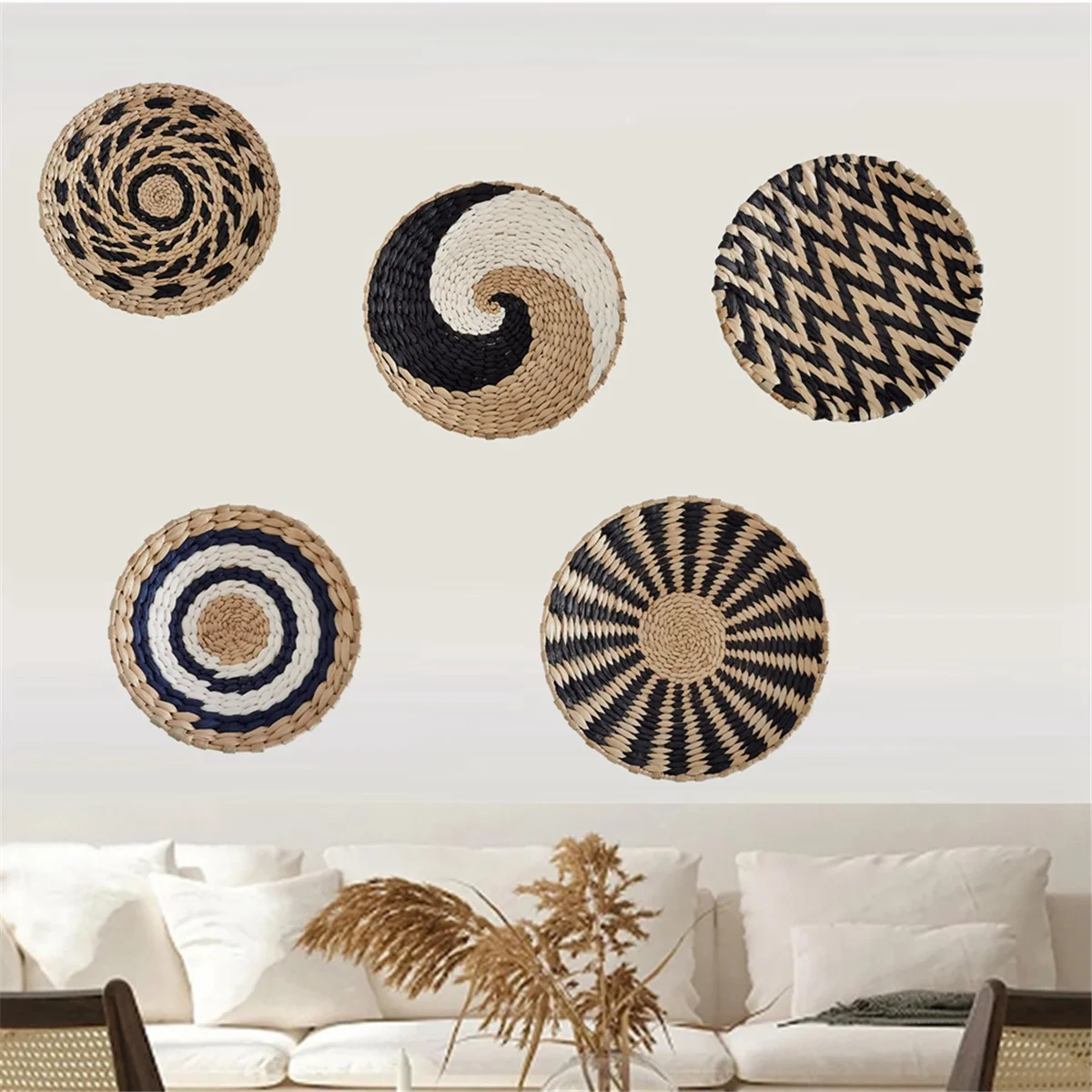 Wall Hanging Decor Wall Basket Home Decoration Handmade Natural Wall Art for Kitchen Bedroom Living Room Ornament B8