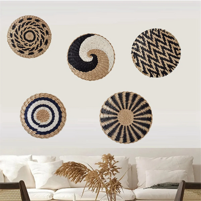 Wall Hanging Decor Wall Basket Home Decoration Handmade Natural Wall Art for Kitchen Bedroom Living Room Ornament B8