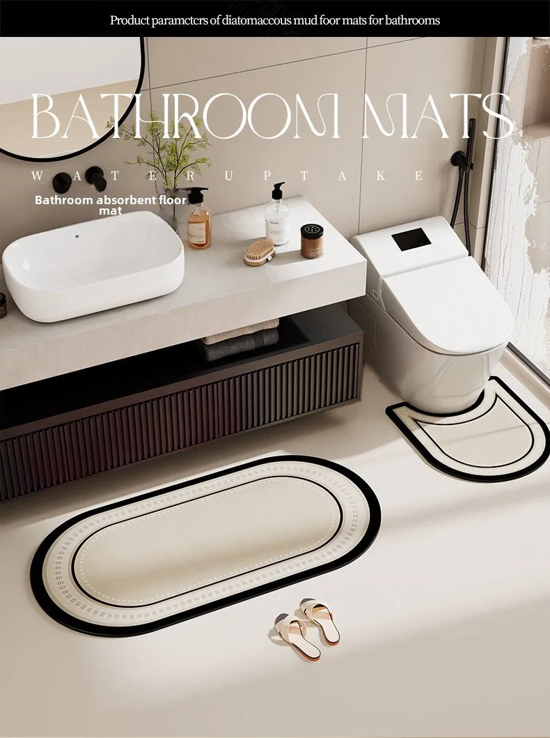 Bathroom floor mat three sets of absorbent, non-slip, dirty and easy to clean made of diatom mud