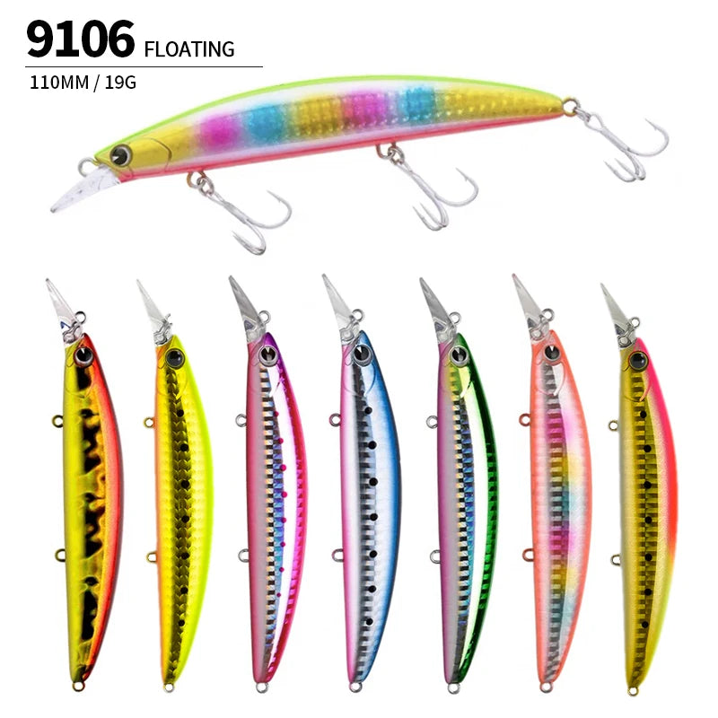 19g 110mm Floating Minnow Fishing Lures Seabass Trout Artificial Hard Bait Long Casting Wobblers Saltwater Freshwater Bass Bait