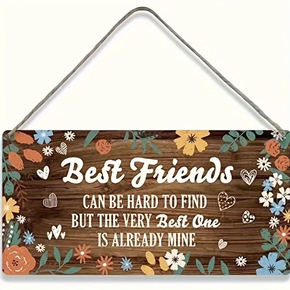 Rustic Wooden Kitchen Wall Decor Sign - "This Kitchen Offers Food Love Joy" Hanging Plaque with Cooking and Floral Illustration