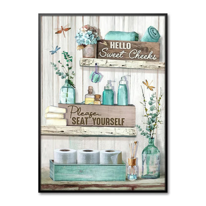 Bathroom Decor Canvas Art Poster Cartoon Sweet Cheek Toilet Wall Painting for Bedroom Living Room Shower Room Decor Aesthetic