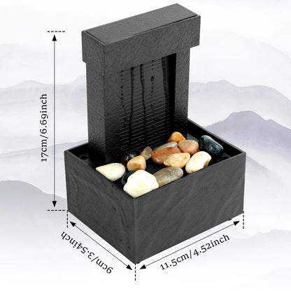 Tabletop Waterfall Home Decor Relaxation Meditation Desktop Fountain with Soft Lights Flowing Water Ornaments Mother's Day Gifts