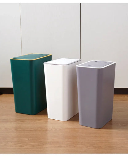 Bathroom Trash Can-10L Small Garbage Can with Press Top Lid for Toilet,Bedroom,Living Room – Plastic Wastebasket with Pop-up Lid
