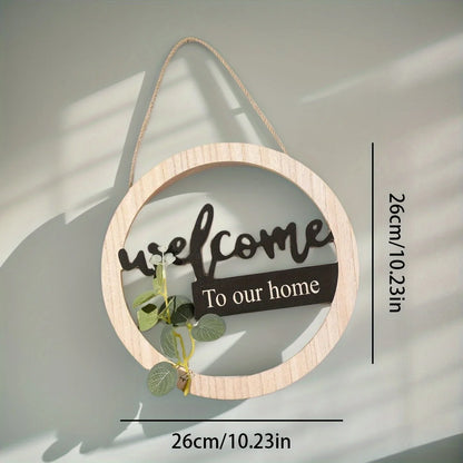 Rustic Farmhouse Wall Decor Signs, "Home is Sweet Home","Welcome to Our Home"-Natural Wood Hanging Decoration with Black Letters