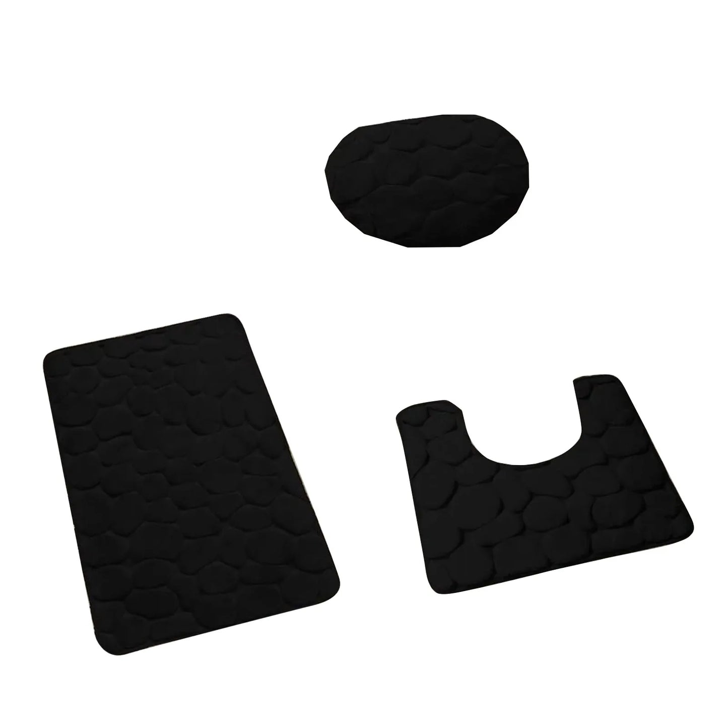 Bathroom Decorative Rug Set Of 3, Chenille Plush Large Rug, Rug And Toilet Seat Cover With Non-Slip Rubber Backing Bathroom