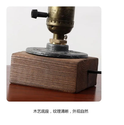 Table Lamp, Wooden Antique Copper Bedside Lamp British Classical Solid Lamp Decoration