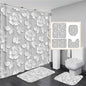Elegant Bouquet of Fantastic White Flowers 3D Style Shower Curtain Bathroom Curtain with Bath Rug Carpet Set Floral Home Decor