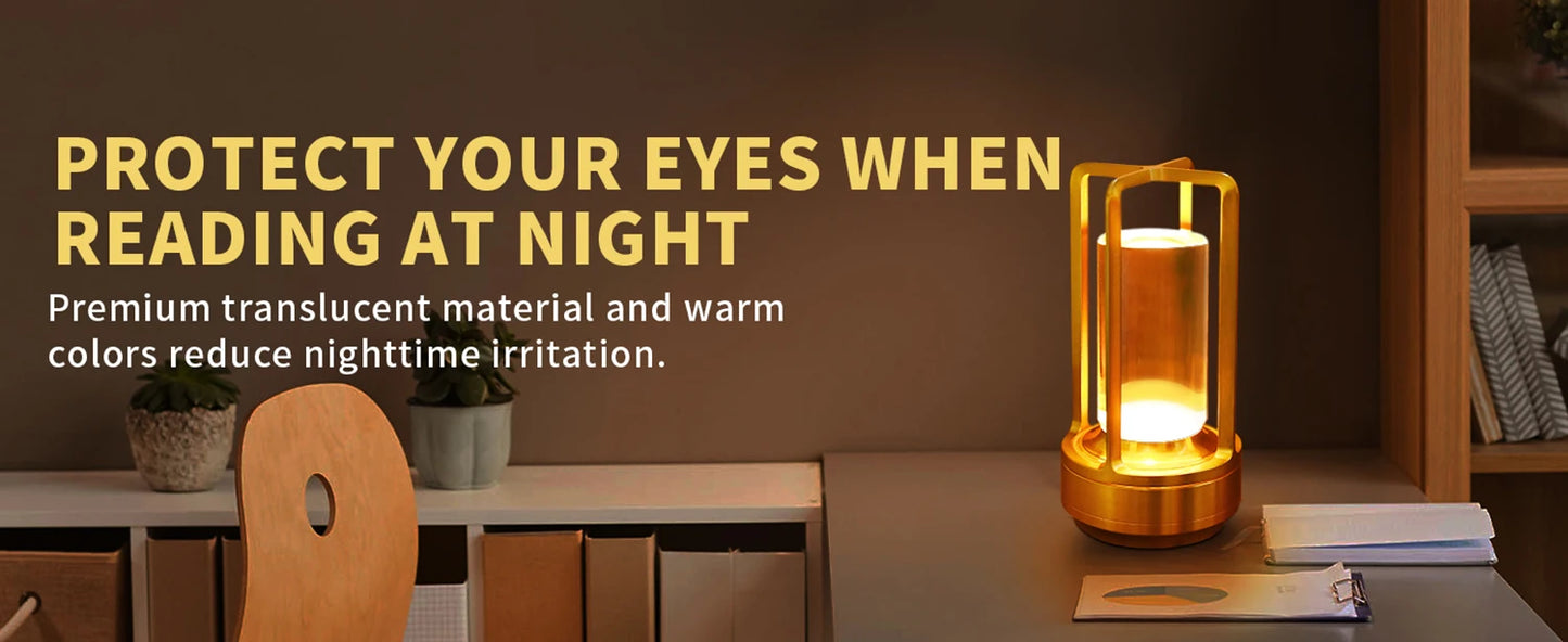 LED Cordless Table Lamp Retro Bar Metal Desk Lamps Rechargeable Touch Dimming Night Light Restaurant Bedroom Home Outdoor Decor