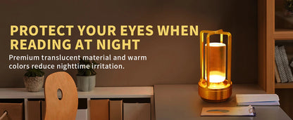 LED Cordless Table Lamp Retro Bar Metal Desk Lamps Rechargeable Touch Dimming Night Light Restaurant Bedroom Home Outdoor Decor