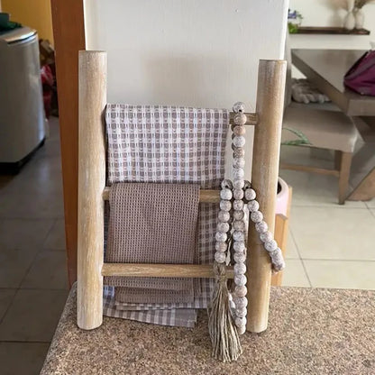 Wooden Towel Racks, Wooden Ladder Home Decoration- Wooden Decorative Staircase for Kitchen and Bathroom Decor