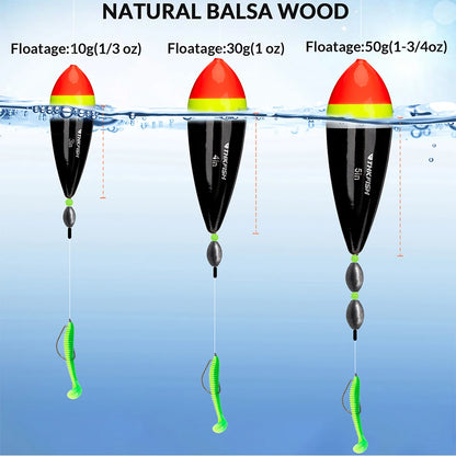 1 piece Fishing Floats Slip Bobber 3in 4in 5in Balsa Wood Fishing Float Buoys Freshwater Floating Bobbers Fishing Tackle