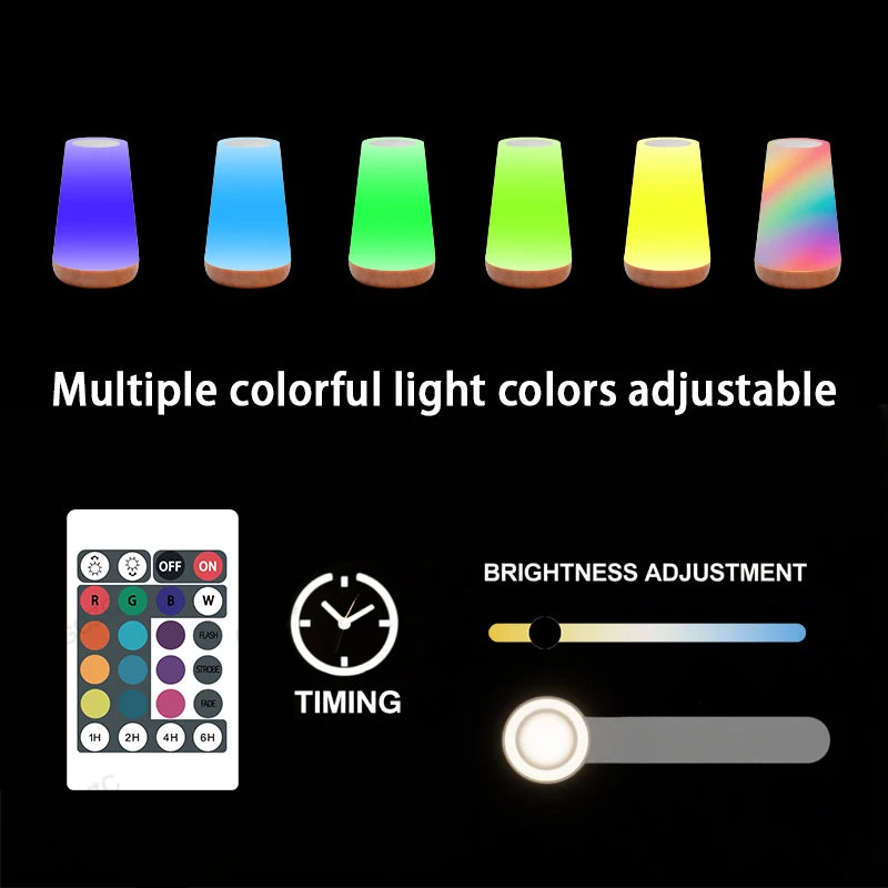 Table Lamp Bedside Light For Bedroom  Color Modes Remote Control Touch Dimmable USB Rechargeable Portable Night Lamp