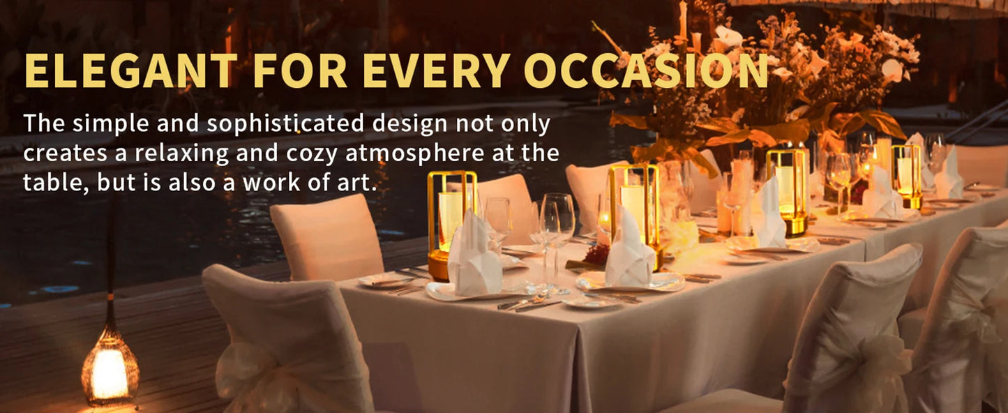 LED Cordless Table Lamp Retro Bar Metal Desk Lamps Rechargeable Touch Dimming Night Light Restaurant Bedroom Home Outdoor Decor