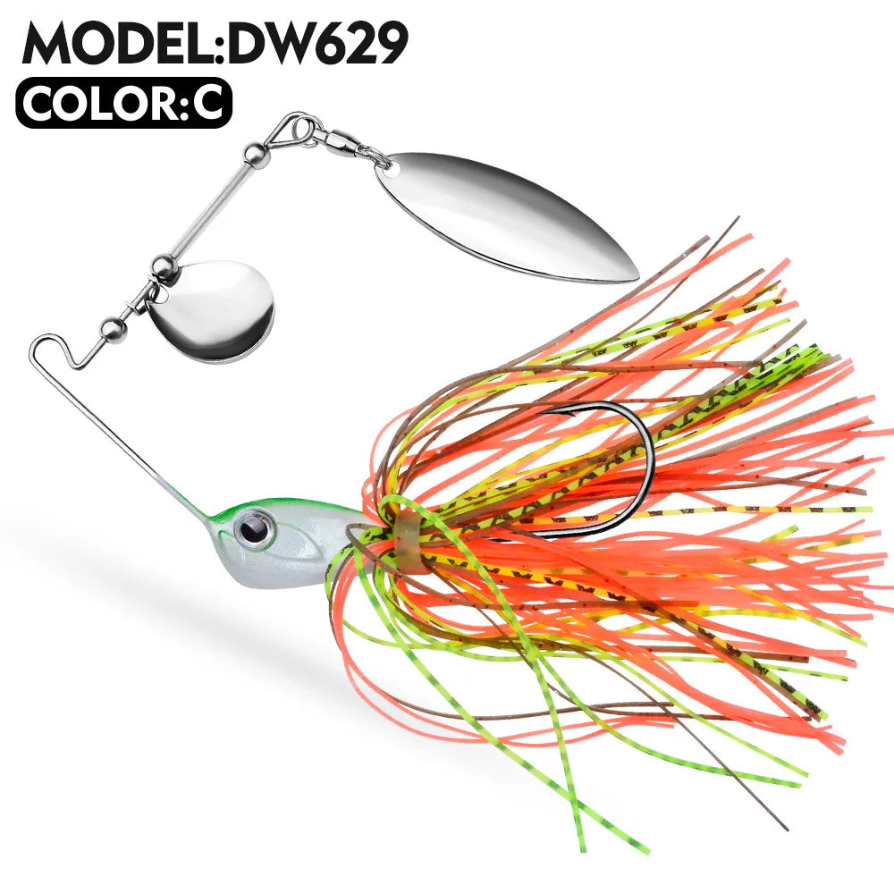 1pcs Bearded Lure Bait 10G 14G Wobblers for Bass Tassel Spinnerbait Metal Sequin Anti Hanging Bottom Biomimetic Fish Bait