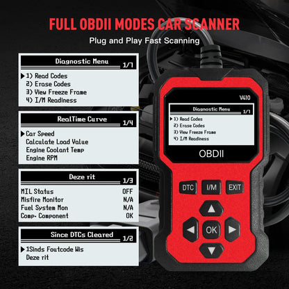 Enhanced Universal Obd Ii Scanner Car Engine Fault Code Reader Can Diagnostic Scan Tool, Read and Clear Error Codes for 1996