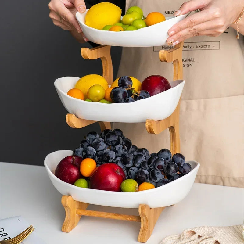 Kitchen Living Room Home Three-Layer Fruit Plate Candy Dish Creative Modern Dried   Basket Snack  Dessert Plate