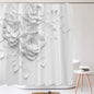 Elegant Bouquet of Fantastic White Flowers 3D Style Shower Curtain Bathroom Curtain with Bath Rug Carpet Set Floral Home Decor
