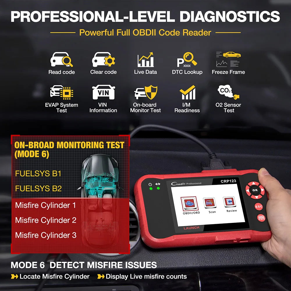 LAUNCH X431 CRP123 OBD2 Car Scanner ABS/SRS/Transmission/Engine Systems Diagnose Tool Lifetime Free Update