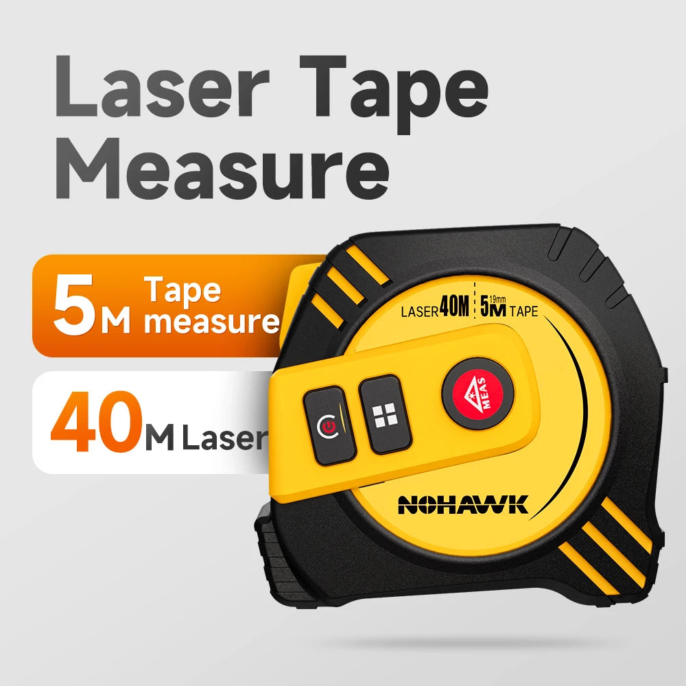 Nohawk 40m/80m Laser Tape Measure Tape Measure Measuring Tool Laser Distance Meter Steel Tape Measure USB Rechargeable