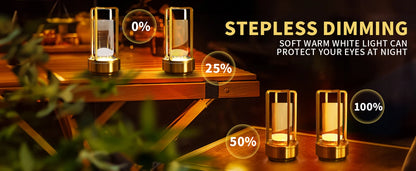 LED Cordless Table Lamp Retro Bar Metal Desk Lamps Rechargeable Touch Dimming Night Light Restaurant Bedroom Home Outdoor Decor