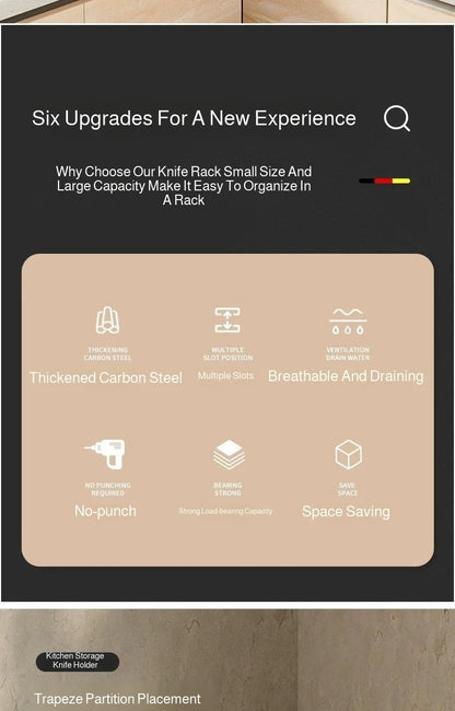 Kitchen Countertop Organizer with Drainage Tray -Integrated Rack for Cutting Boards, Knives, Rags, Chopsticks, Pot Lids, Durable