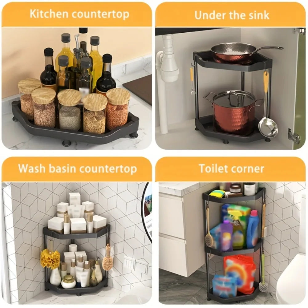 Kitchen Seasoning Shelf Spice Countertop Corner Stands Easy To Clean Space Saving Chopstick Organizer Housewear & Furnishings