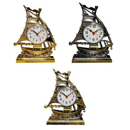 Desk Clock Home Decor Ornament Sailing Figurine Alarm Clock Table Clocks for Kitchen Bedroom Office Living Room Kids