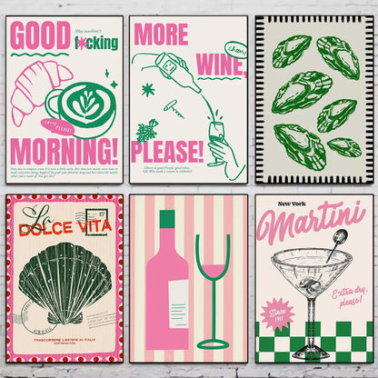 Kitchen Cocktail Minimalism Abstract Poster Stickers Art Wall Murals Decor Game Room Decor Gifts Kawaii HD Painting Cat Cars