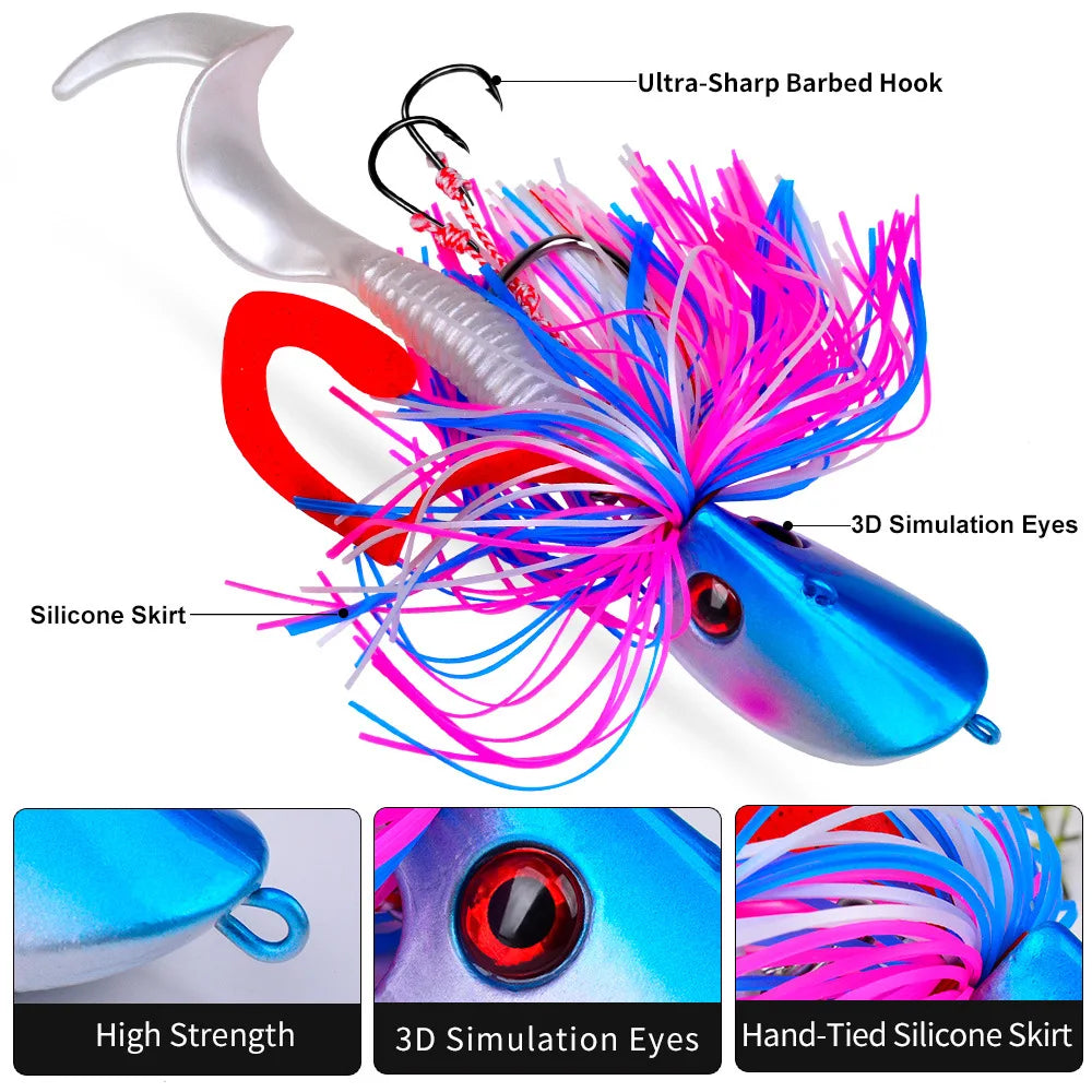 Jigging Head Bait 20g-100g Artificial Pike Fish Bait Bass Baits Blackfish Fishing Lure Wobbler Bladed Skirted Swim Saltwater Jig