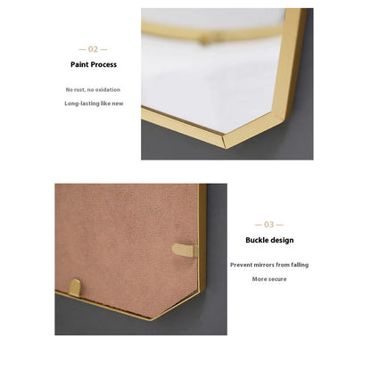 Iron square wall mirror hanging bathroom bathroom dormitory mirror hanging wall washing table wall hanging makeup mirror