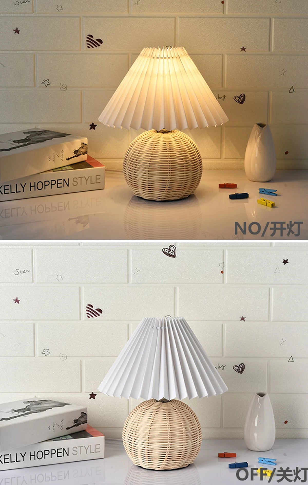 INS Led Pleated Table Lamp Rattan Base Desktop Light Usb PLug Dimmable Timmer For Room Bedside Bedroom Table Decor Night Lights