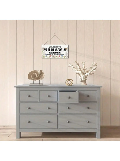 Rustic Wooden Kitchen Wall Decor Sign - "This Kitchen Offers Food Love Joy" Hanging Plaque with Cooking and Floral Illustration