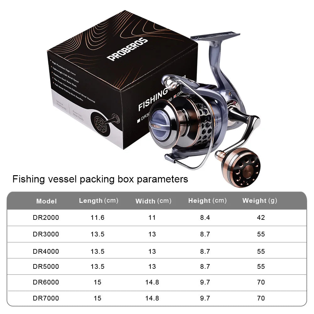 DR Full Metal Line Cup Fishing Reel LUYA SPINNING WHEELS SEA ROD REELS Front Unloading Spinning Wheel 3BB 5-10kg Pulling Power
