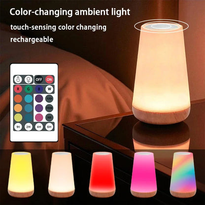 Table Lamp Bedside Light For Bedroom  Color Modes Remote Control Touch Dimmable USB Rechargeable Portable Night Lamp