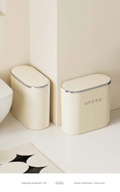 UFORU Garbage can household advanced sense sealed with lid large oval pressing pop lid toilet sewn garbage can