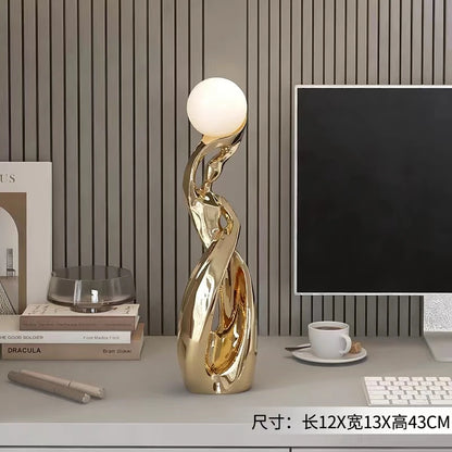 Home Decor Statue Abstract Art Ornaments Nordic Living Room Large Floor Luminous Sculpture Housewarming Gift Interior Figurines