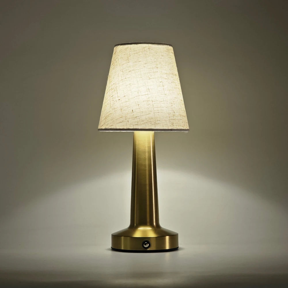 LED Table Lamp with Cloth Shade, Touch Sensor Bedside Lamp Rechargeable Reading Lights For Bedroom Restaurant Bar Decor Lighting