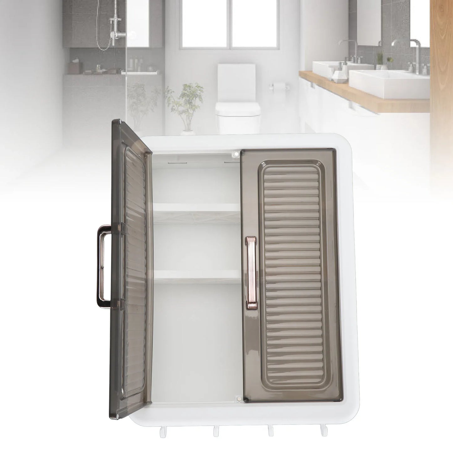 Bathroom Cabinet Wall Mounted Multifunctional Makeup Perfume Cosmetic Organizer Display Cabinet Skincare Storage Rack with Hooks