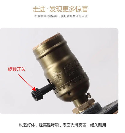 Table Lamp, Wooden Antique Copper Bedside Lamp British Classical Solid Lamp Decoration