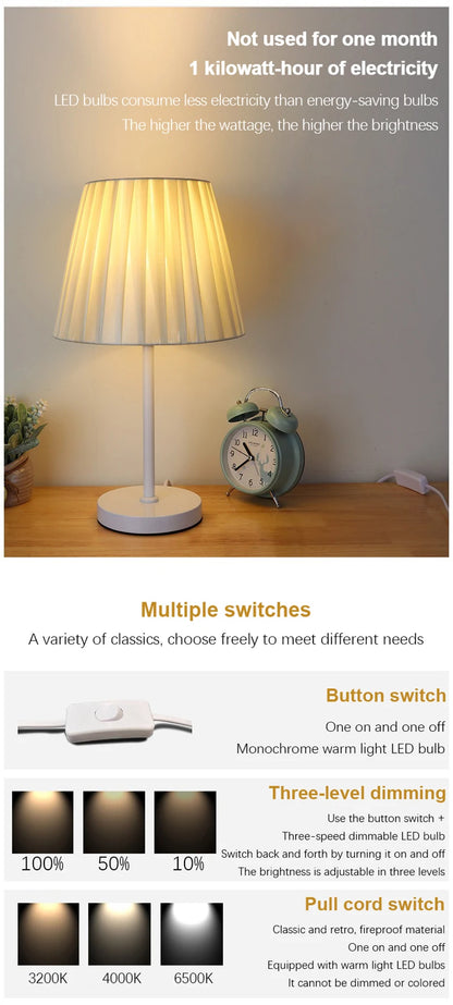 LED Table Lamps Study Bedroom Decoration Bedside Tables Rechargeable Light Touch Remote Control  Cloth Cover Reading Desk Lamp